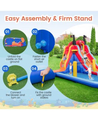5-in-1 Inflatable Bounce House with 2 Water Slides and Large Splash Pool With 950W Blower