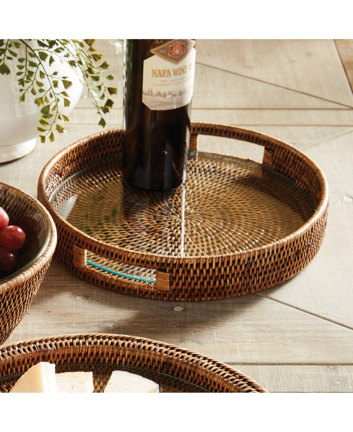 Burma Rattan Serving Tray, Brown