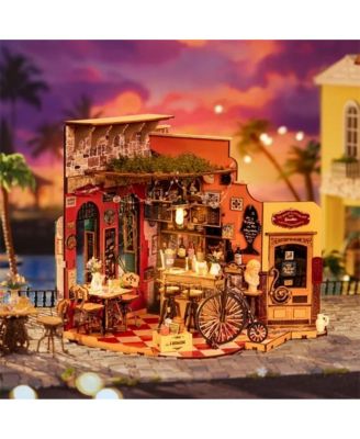 3D Puzzles Miniature House DIY Craft Kit, Wooden Puzzle Bar Restaurant Dollhouse for Adults