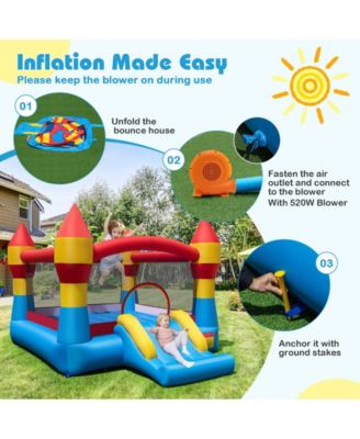 3-in-1 Kids Bouncer with Slide with 520W Blower for Yard