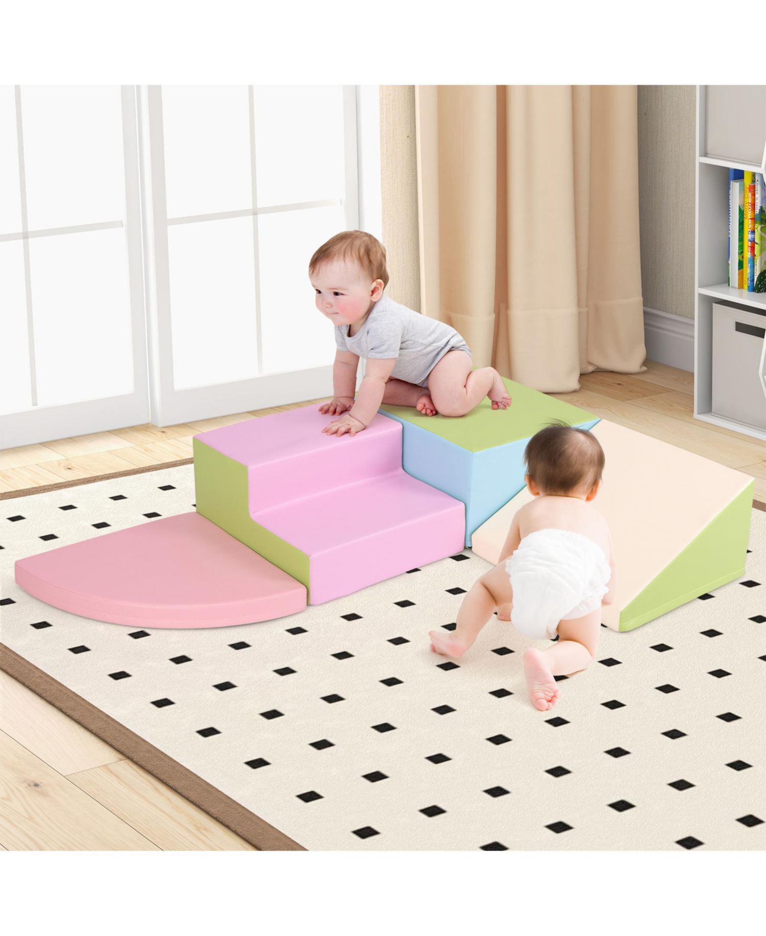 4-Piece Climb and Crawl Foam Block Play Set – Pink