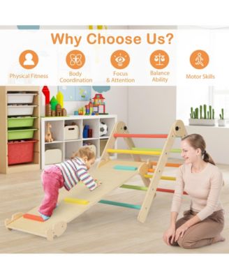 7-in-1 Indoor Climbing Toys for Toddlers with Reversible Ramp-Multicolor