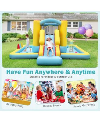 Inflatable Bounce House 7-in-1 Bouncy Castle with Slide and Tunnel without Blower