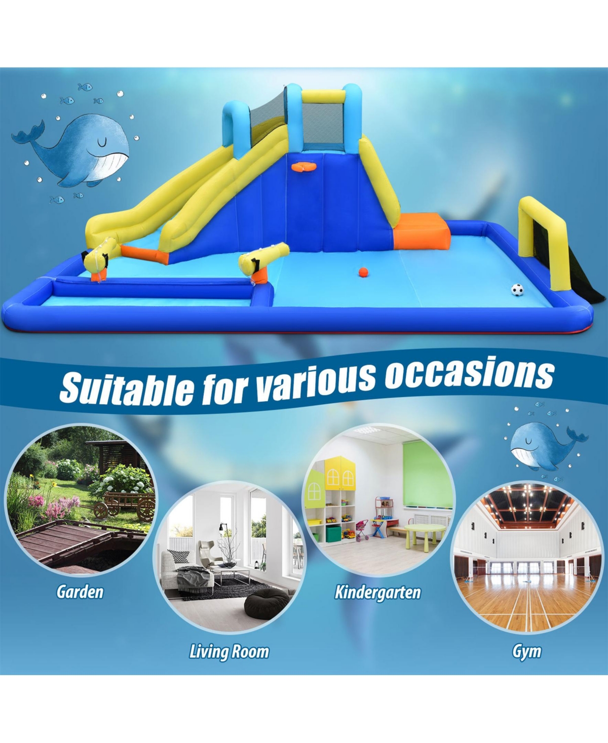 Sugift 6-in-1 Inflatable Water Slide Jumping House without Blower