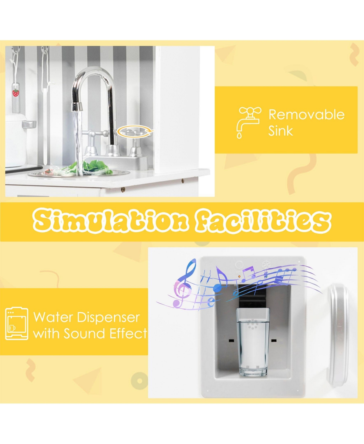 Wooden Pretend Play Kitchen Sets with Simulated Sound