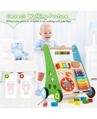 Toddler Push Walker Activity Center Toy with Burr-free Handle