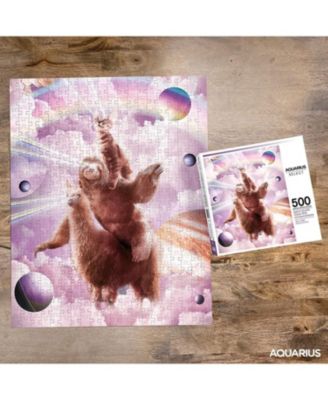 Random Galaxy Laser Eyes Cat Sloth Llama 500 Piece Jigsaw Puzzle