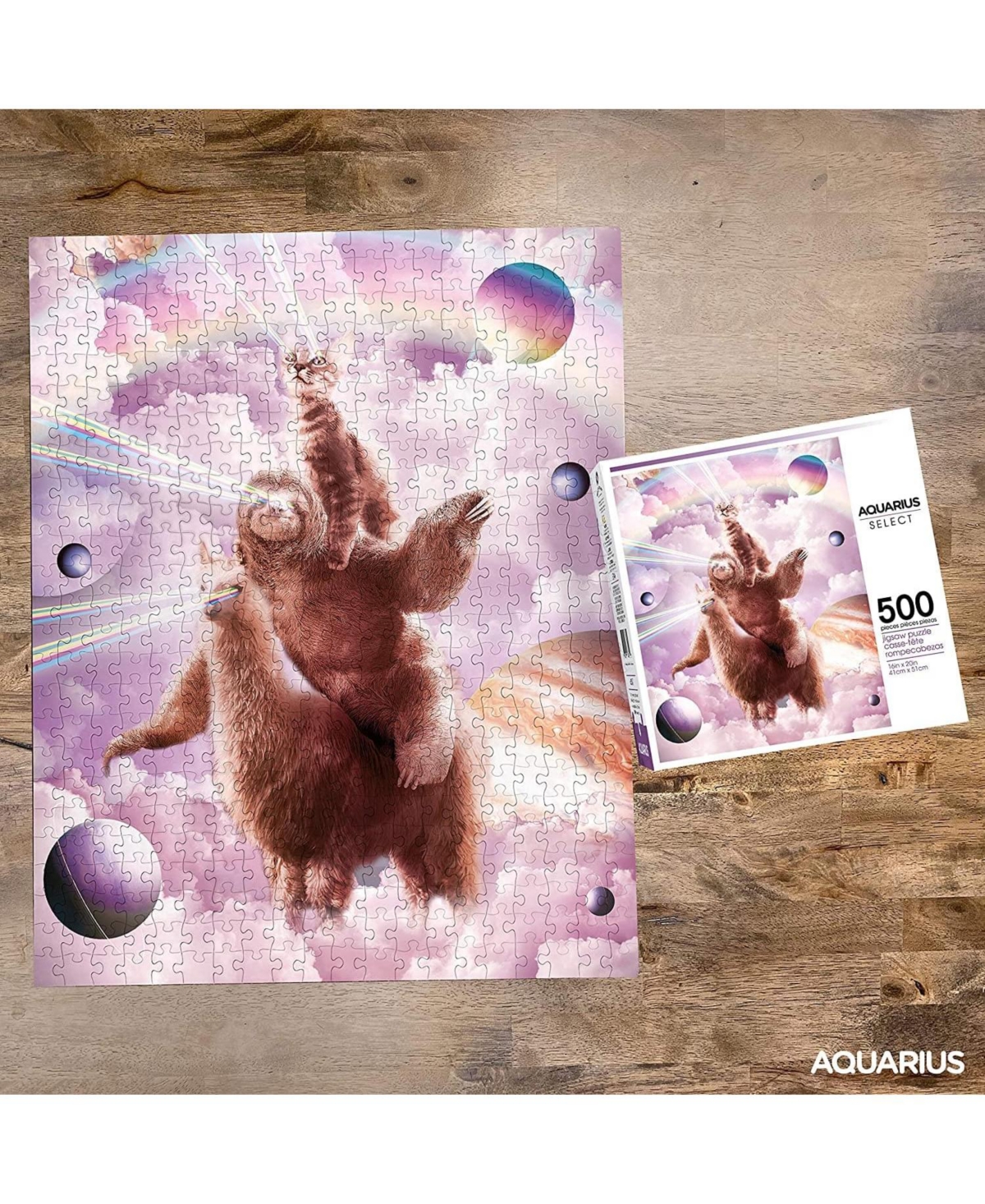 Nmr Distribution Random Galaxy Laser Eyes Cat Sloth Llama 500 Piece Jigsaw Puzzle