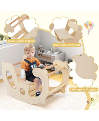 2-in-1 Rocking Horse Arch for Kids Montessori Climbing Toys with Arch Climber