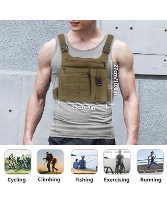Tactical Chest Pack: Lightweight Water-Resistant Running Bag for Outdoor Sports & Hiking EDC - Men & Women (Coyote Brown)