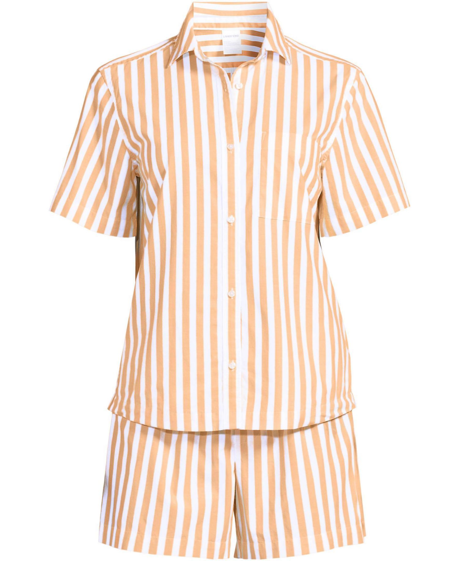 Women's Poplin 2 Piece Pajama Set - Short Sleeve Shirt and Shorts