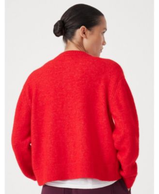 Women's Crew Neck Boxy Wool Blend Cardigan Sweaters