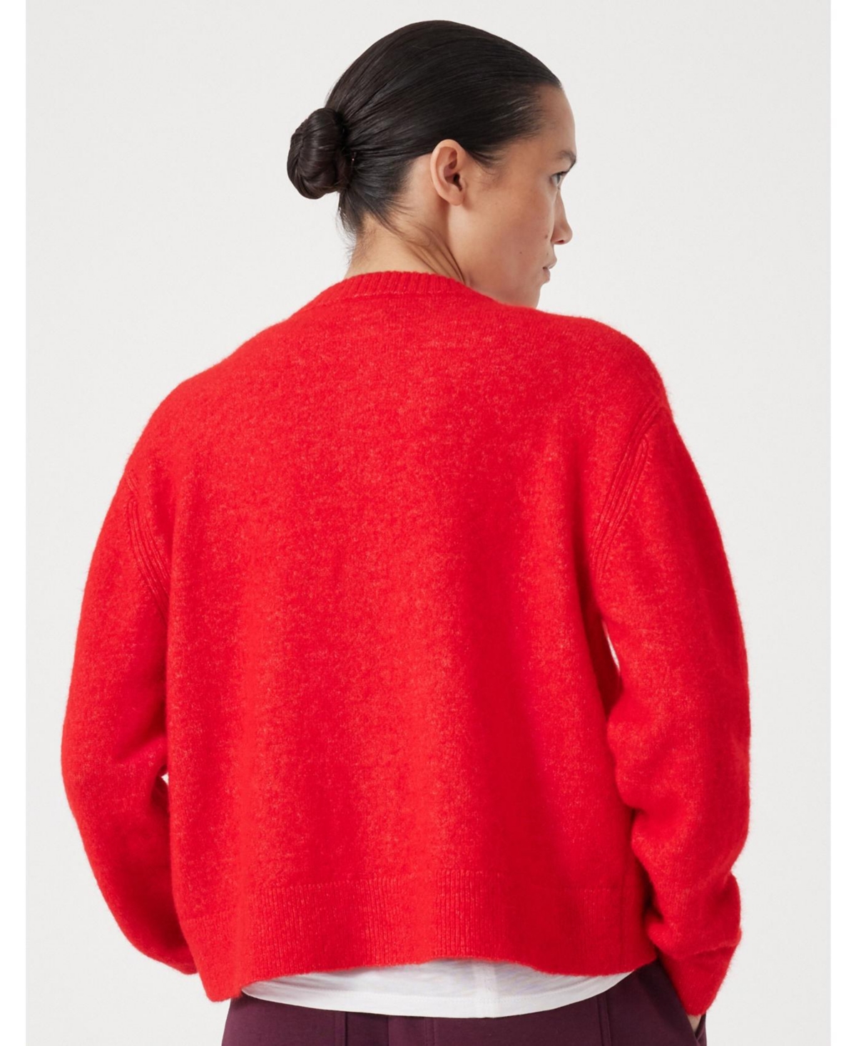 Hush Women's Crew Neck Boxy Wool Blend Cardigan Sweaters