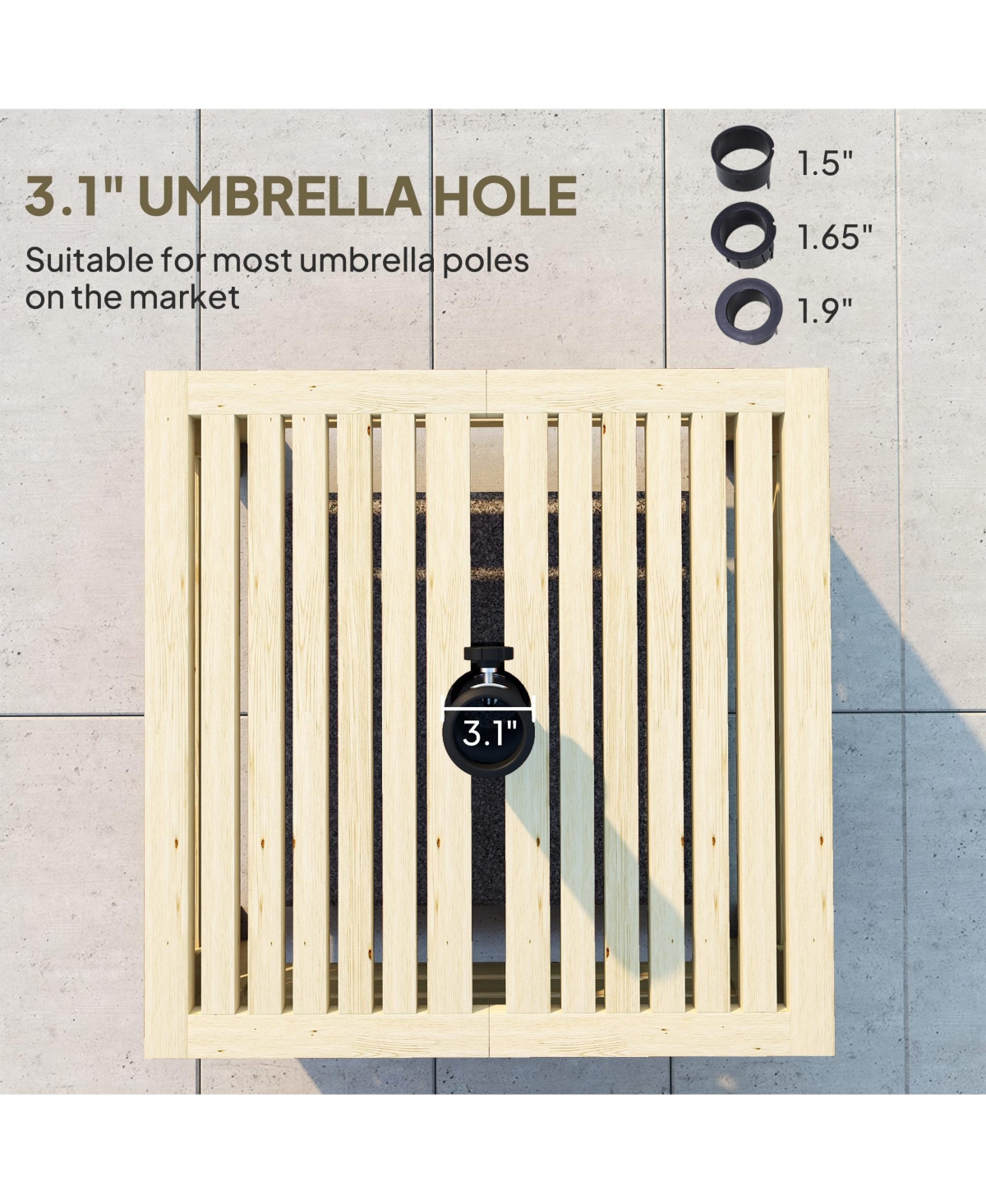 Outsunny Outdoor Storage Box for Umbrella Base, Wooden End Table