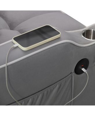 3-in-1 Convertible Velvet Chair Bed, Pull Out Sofa Sleeper with USB, Cupholders & Phone Holder, 68.9'' Bed for Small Spaces