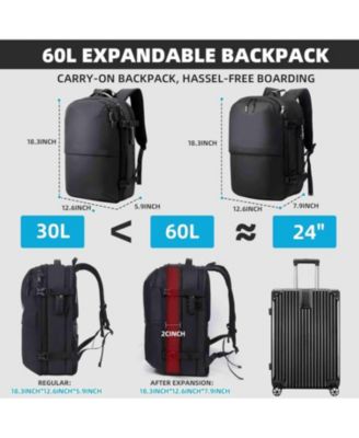 Vacuum Compression Travel Backpack, 60L Expandable VacPack with Pump & TSA Lock - Charcoal (Electric Air Pump Included)