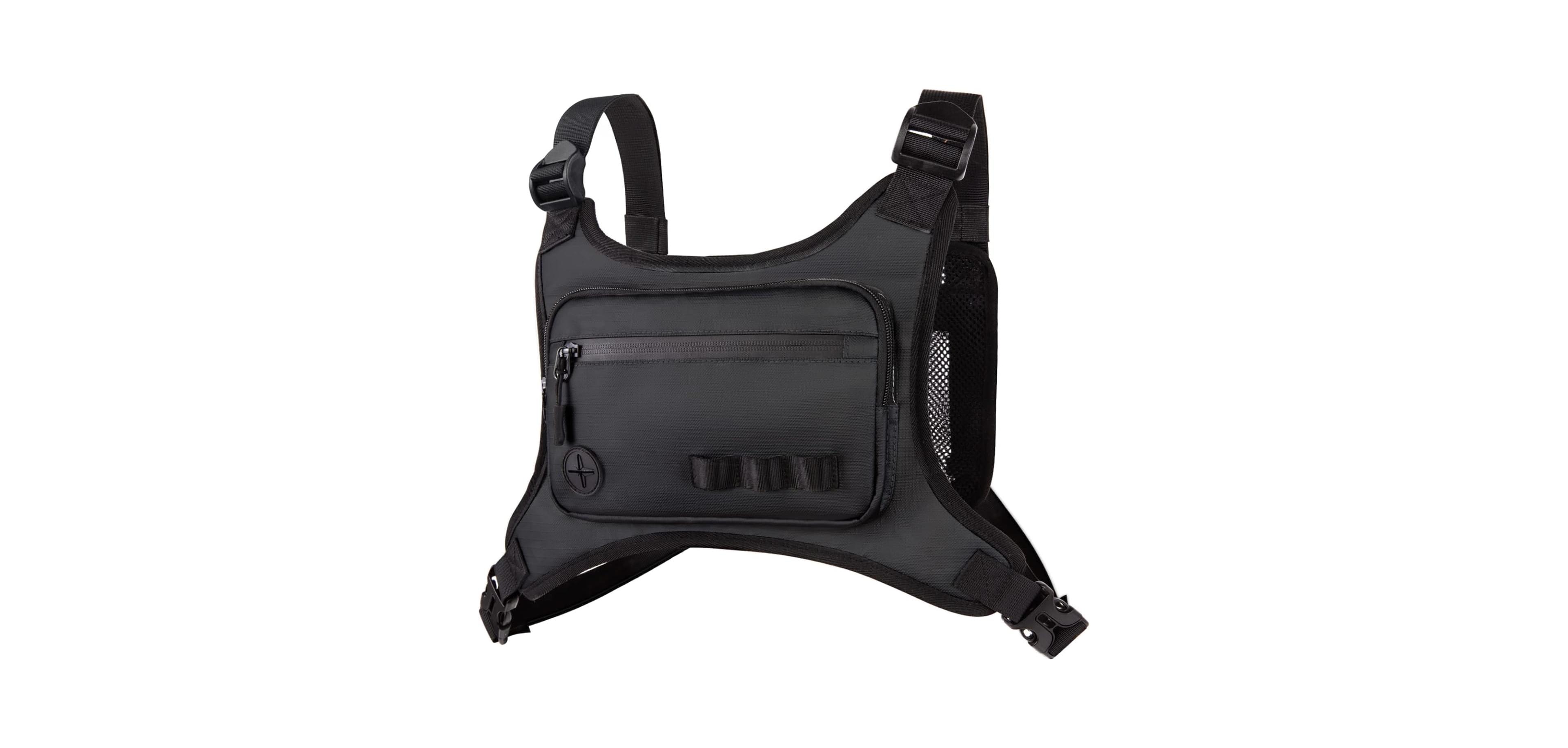 Batfox Running Chest Pack for Men & Women: Lightweight Water-Resistant Front Vest Bag with Built-In Phone Holder for Cycling, Hiking, Jogging, Skiing