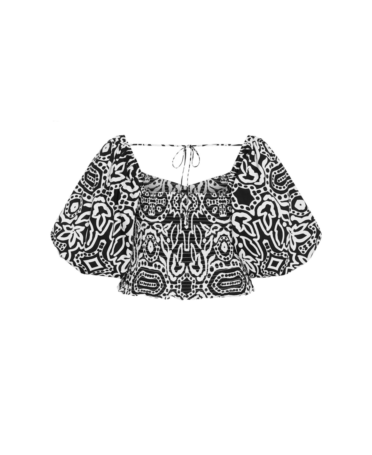 Женский топ CITY CHIC Plus Size Amari Puff Sleeve Fitted, цвет: Чёрный с принтом — фото 4