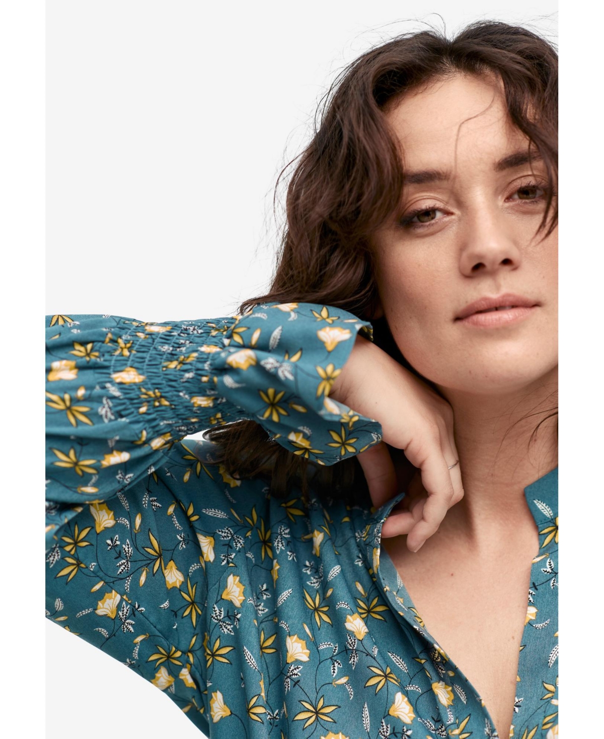 ellos Women's Floral Notch-Neck Blouse