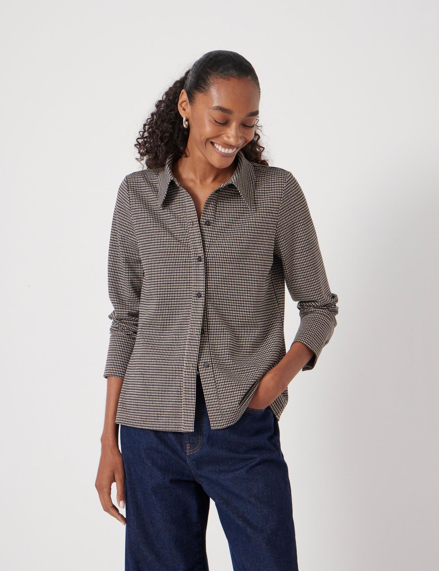 Women's Fitted Check Jersey Shirt