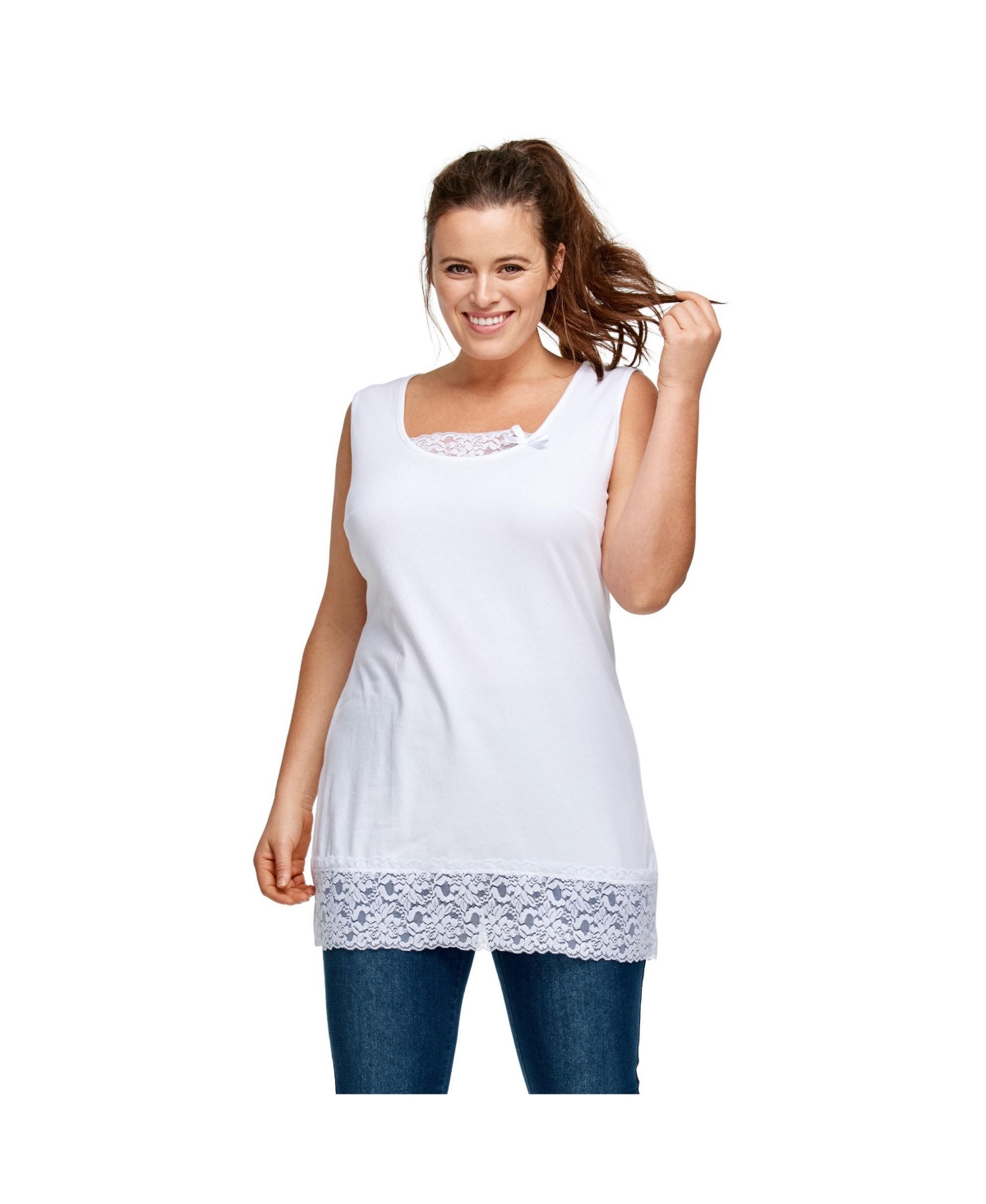 ellos Plus Lace Hem Tunic Tank