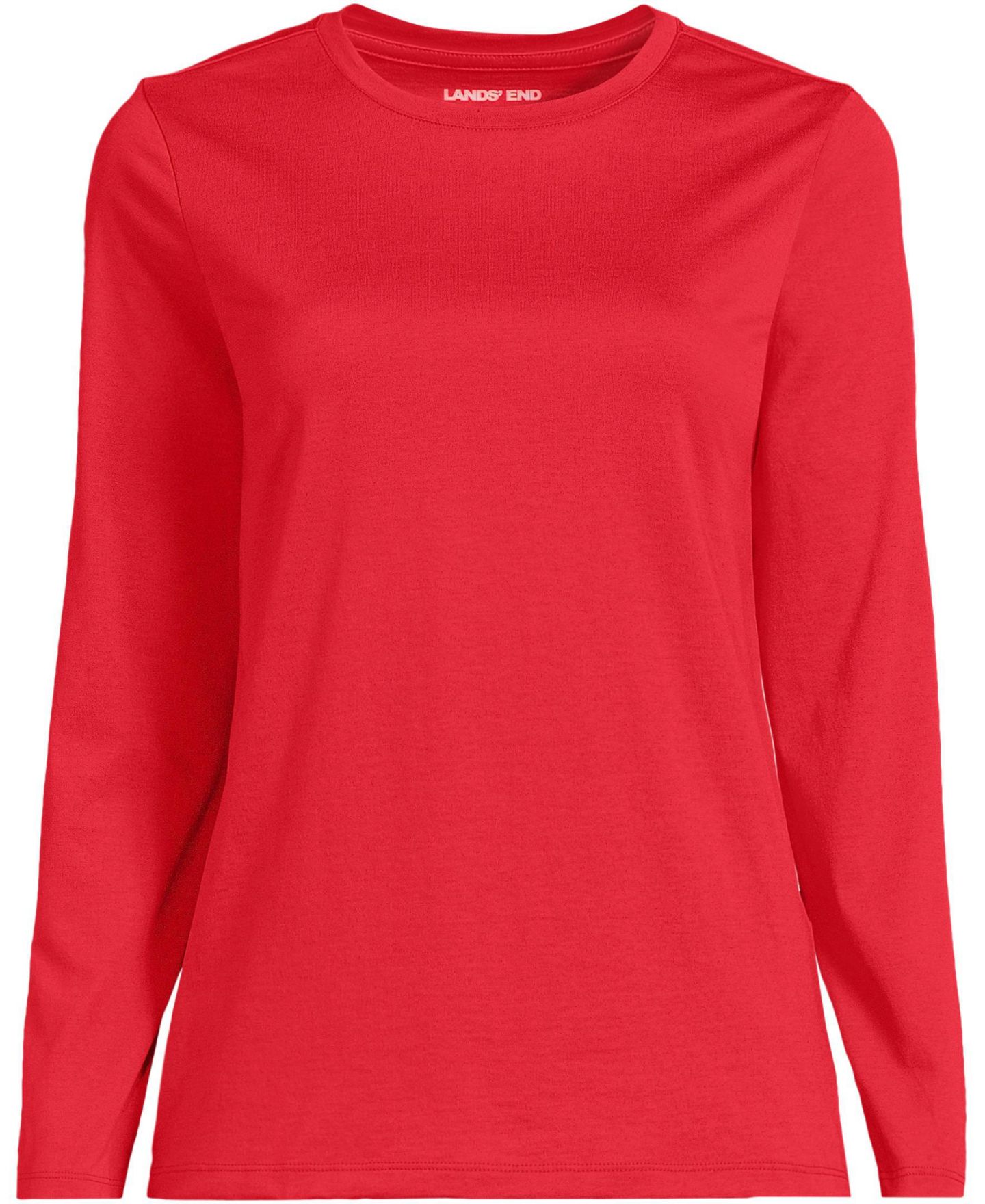Женская футболка Lands' End Supima Cotton Long Sleeve Crewneck, цвет: Красный — фото 3