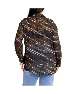 Plus Size Sheer Lover Print Shirt