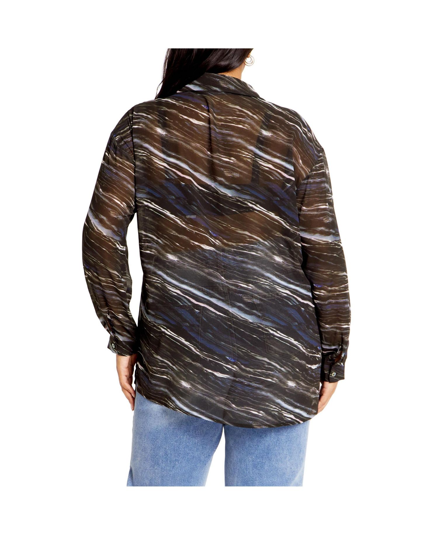 Plus Size Sheer Lover Print Shirt