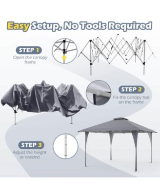 13 X 13 FT Pop up Gazebo Outdoor Canopy Tent with Portable Carrying Bag 8 Stakes