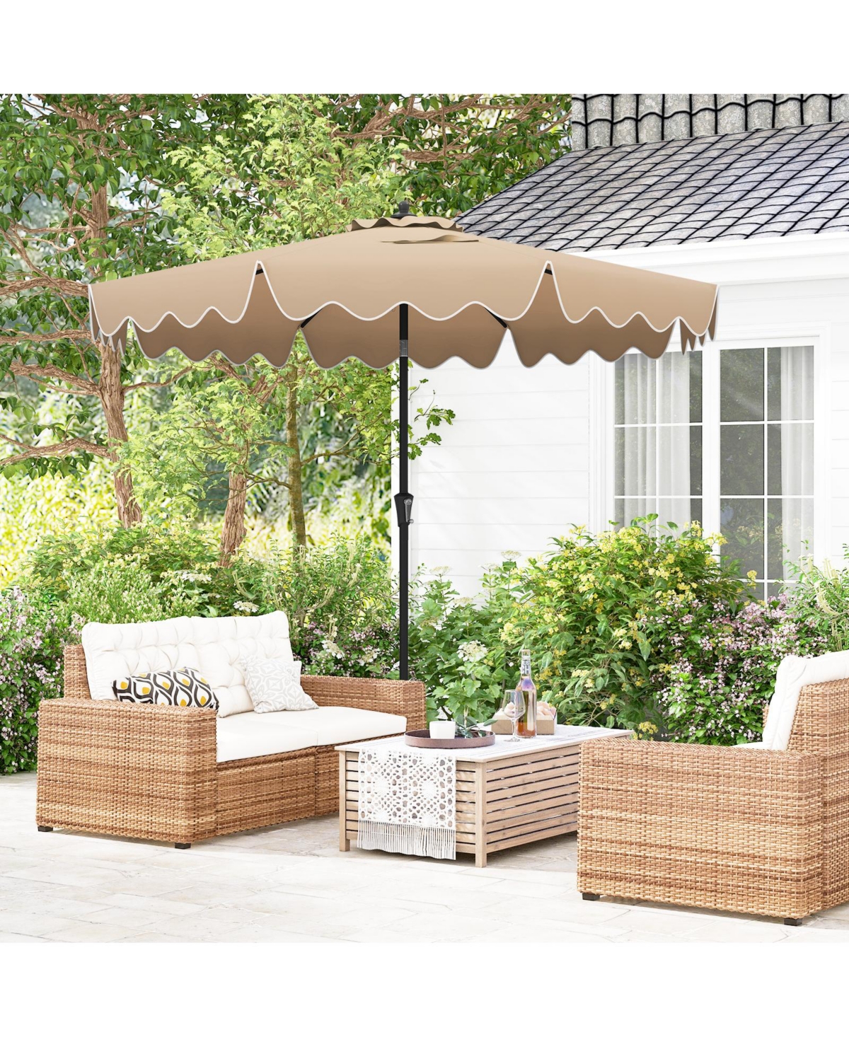 Patio Umbrella with Crank Handle and Push Button Tilt