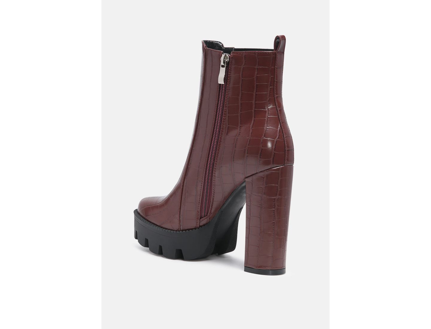 Женские ботинки London Rag Beatriz Croc Print Block Heel Ankle, цвет: Коричневый — фото 7