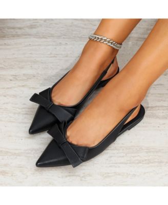 Cinnamon Slingback Flats with Asymmetrical Bow