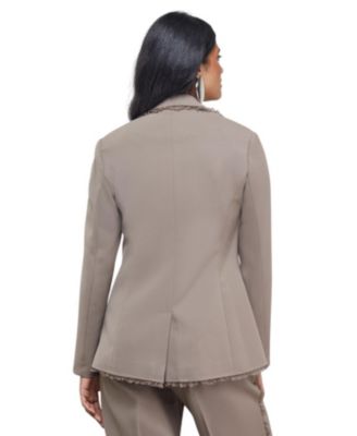 Women's Oversized Lace Frill Trim Blazer