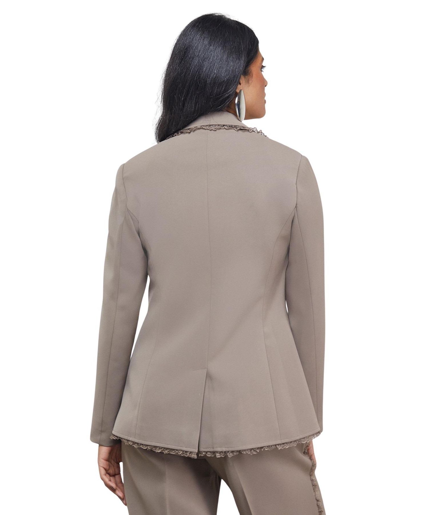 Women's Oversized Lace Frill Trim Blazer