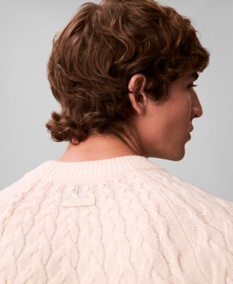 Men's Lambswool Blend Cable-Knit Crewneck Sweater