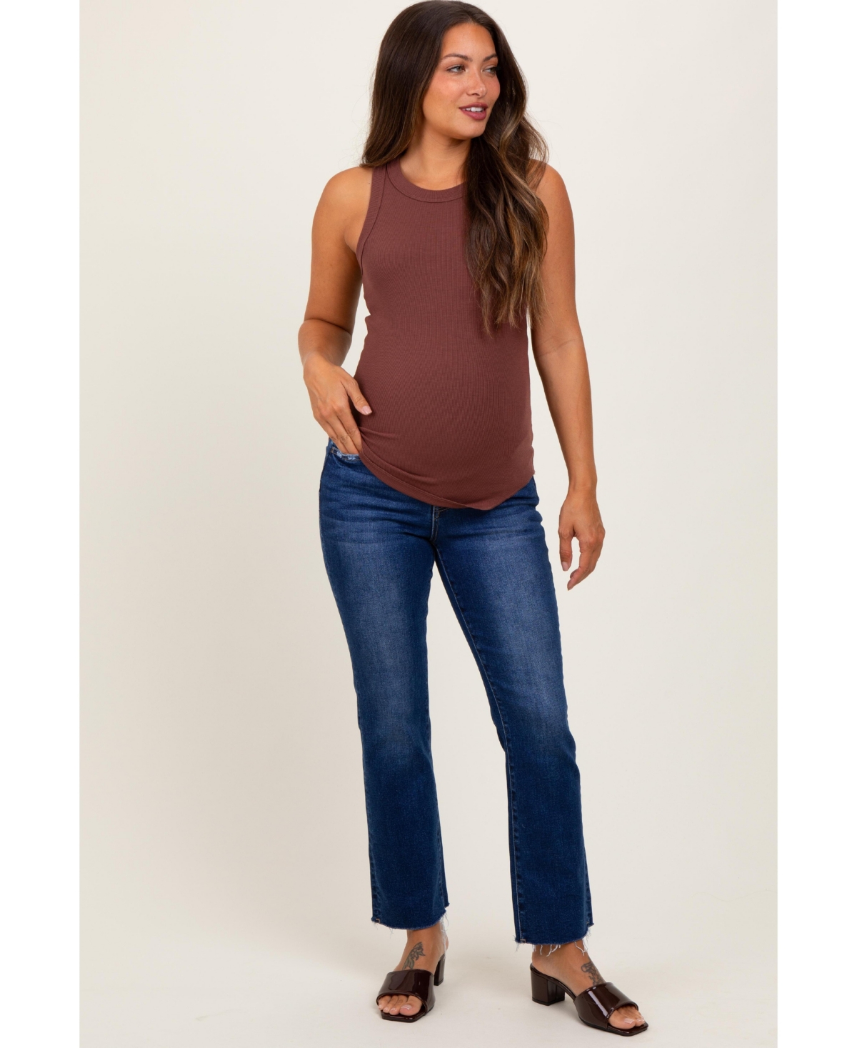 Pinkblush Maternity Navy Blue Cut Hem Kick Flare Jeans