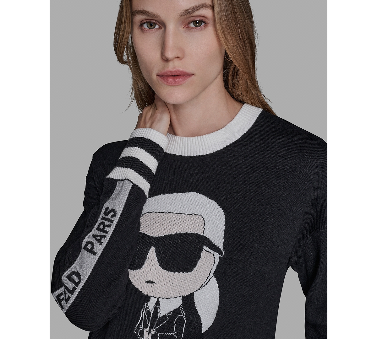 Karl Lagerfeld Paris Women's Emoji Crewneck Sweater