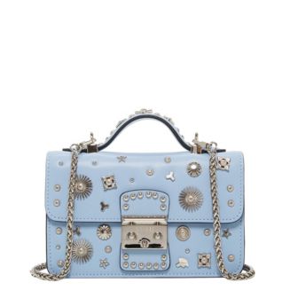 SUSU Small Leather Crossbody Bag Studded Purse Top Handle