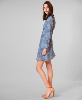 Women's Long-Sleeve V-Neck Short Dress