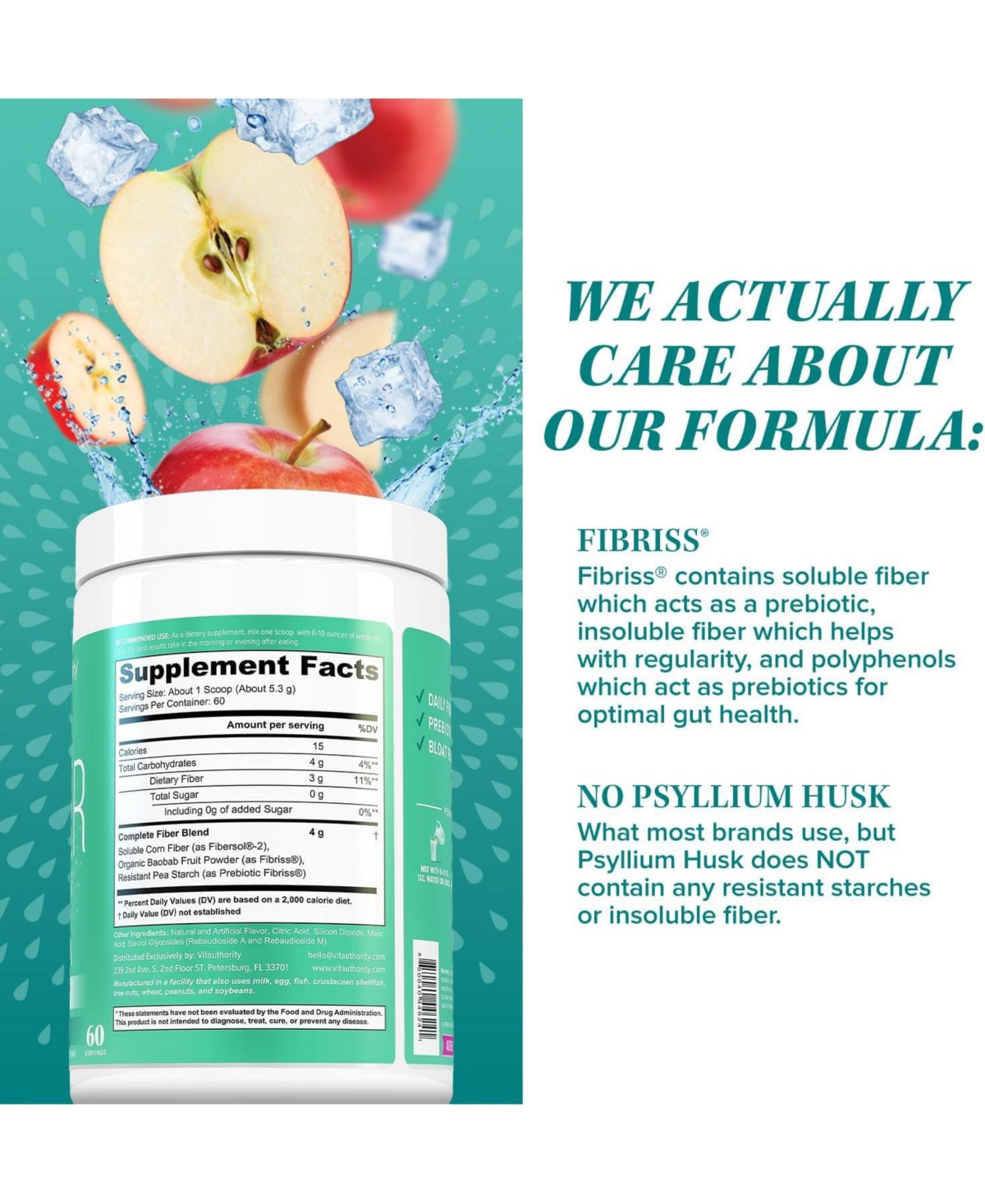 Vitauthority Fiber Fix, Crisp Apple, 318gm