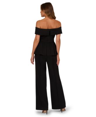 Women's Off-The-Shoulder Knit Crepe Jumpsuit
