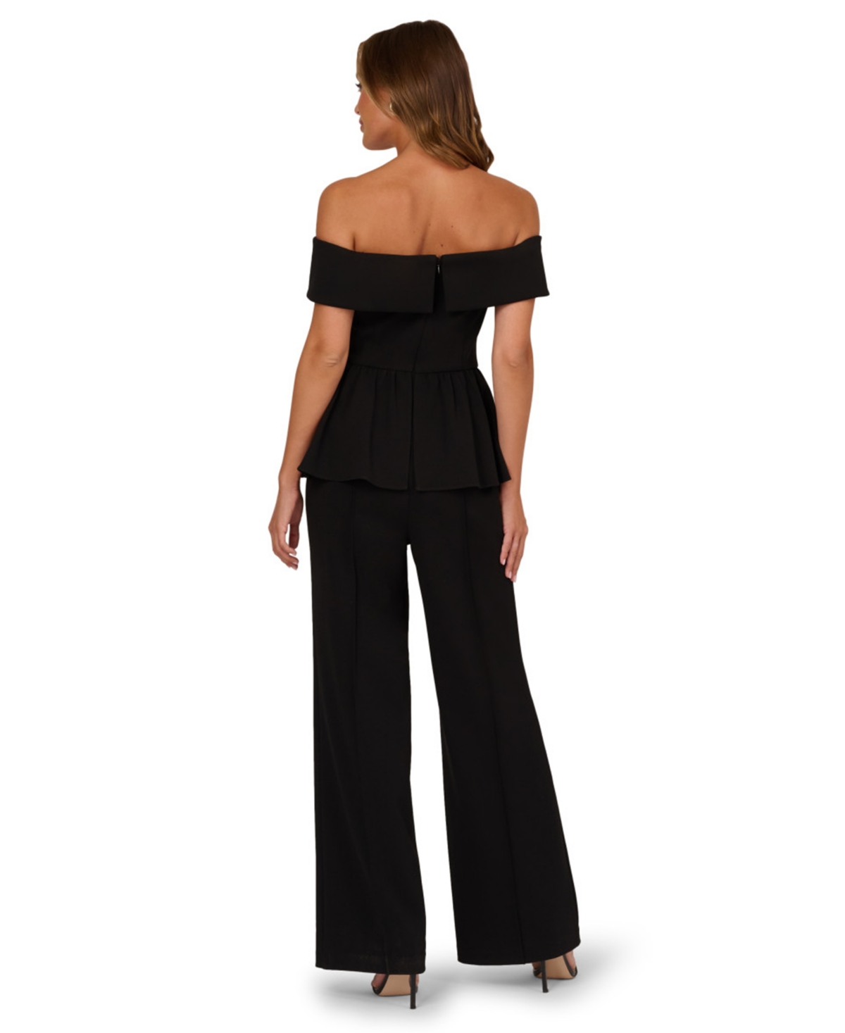 Adrianna Women's Off-the-shoulder Knit Crepe Jumpsuit In Black