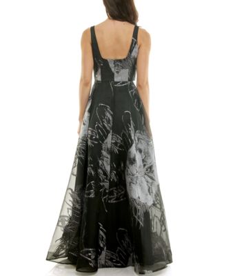 Women's Printed V-Neck Ball Gown