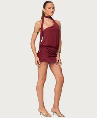 Women's Danit One Shoulder Fringed Mini Dress