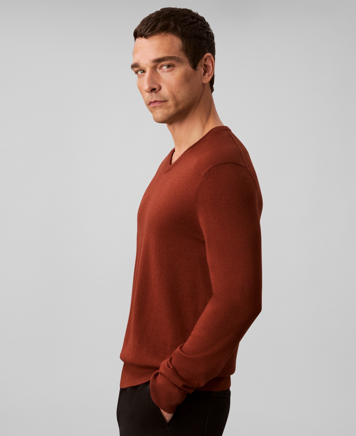 Calvin Klein Men's Merino Wool Blend V-neck Sweater In Brown