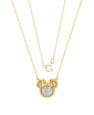 2-Pc. Minnie Glitter Necklace and Earrings Set in 18k Yellow Gold Over Sterling Silver