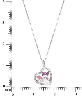 Cubic Zirconia Hello Kitty Friends Pendant Necklace in Sterling Silver