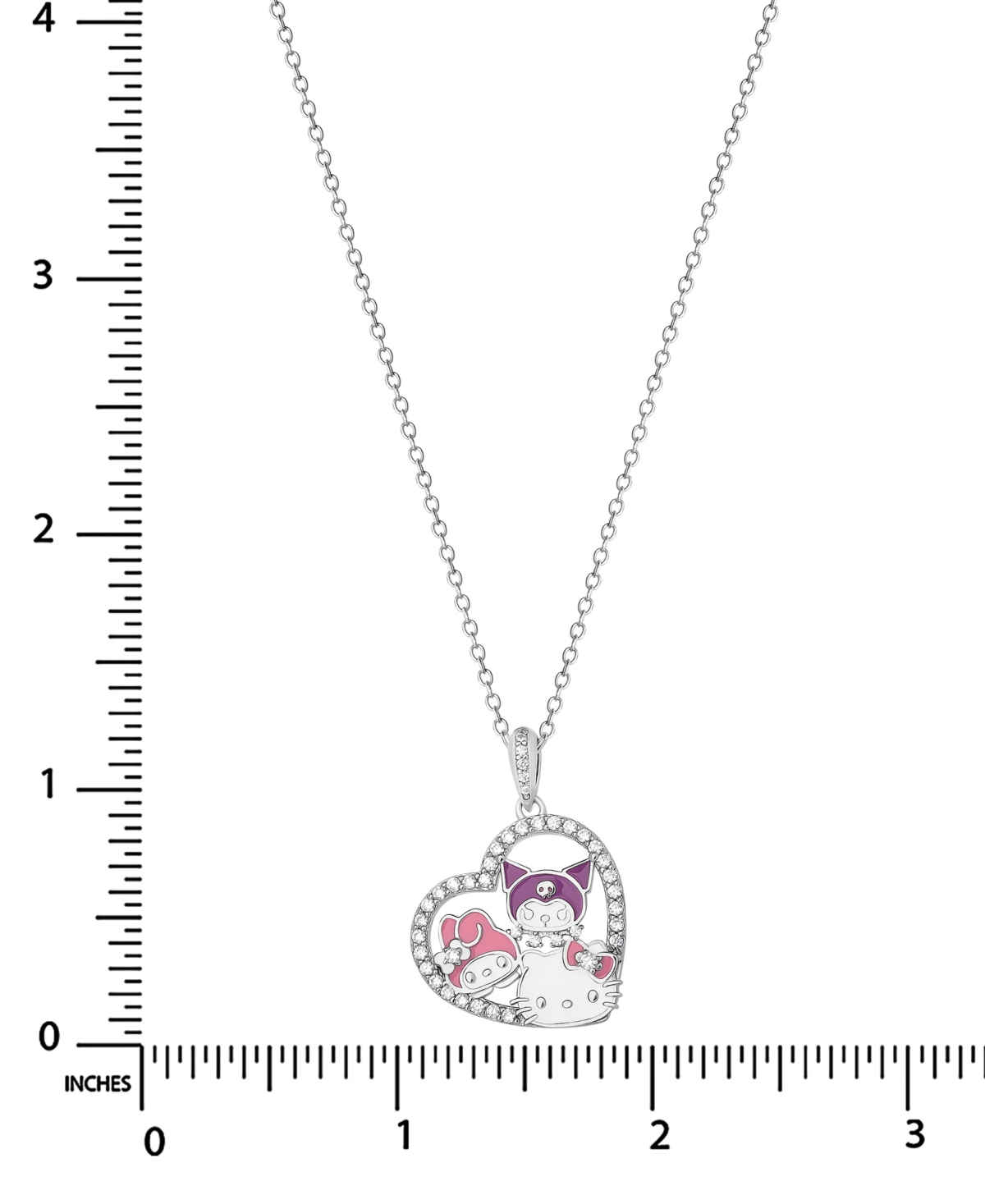 Macy's Cubic Zirconia Hello Kitty Friends Pendant Necklace In Sterling Silver In Multi