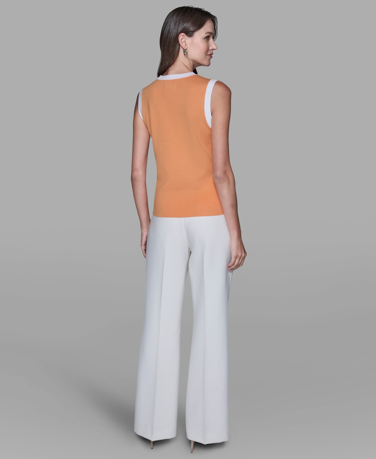 Karl Lagerfeld Women's Bow-tie Sleeveless Sweater In Orange