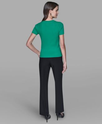 Women's Ribbed Short-Sleeve Sweater 